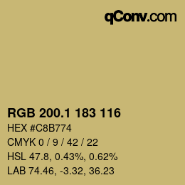 カラーコード: RGB 200.1 183 116 | qconv.com