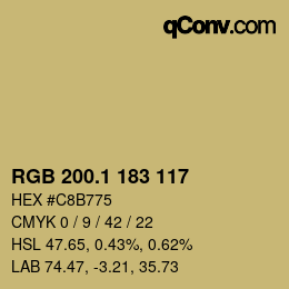 カラーコード: RGB 200.1 183 117 | qconv.com