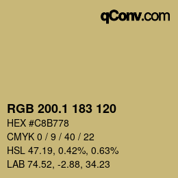 カラーコード: RGB 200.1 183 120 | qconv.com