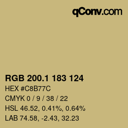 カラーコード: RGB 200.1 183 124 | qconv.com