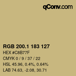 カラーコード: RGB 200.1 183 127 | qconv.com