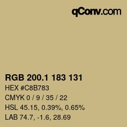 カラーコード: RGB 200.1 183 131 | qconv.com