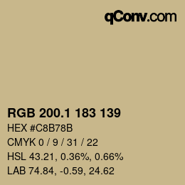 Color code: RGB 200.1 183 139 | qconv.com