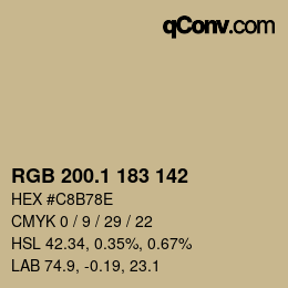 カラーコード: RGB 200.1 183 142 | qconv.com