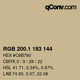 Color code: RGB 200.1 183 144 | qconv.com