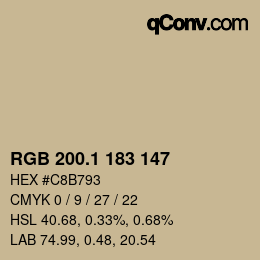 カラーコード: RGB 200.1 183 147 | qconv.com