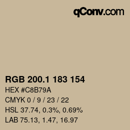 Color code: RGB 200.1 183 154 | qconv.com