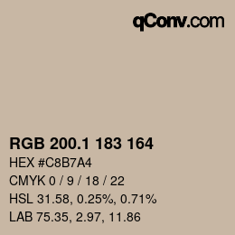 Color code: RGB 200.1 183 164 | qconv.com