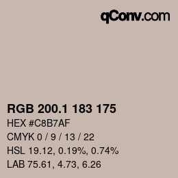 カラーコード: RGB 200.1 183 175 | qconv.com