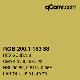 カラーコード: RGB 200.1 183 88 | qconv.com