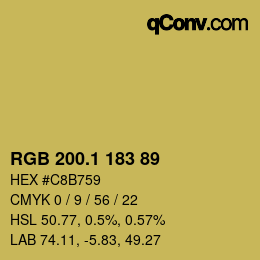 カラーコード: RGB 200.1 183 89 | qconv.com