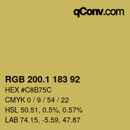 カラーコード: RGB 200.1 183 92 | qconv.com