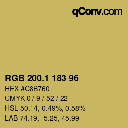 カラーコード: RGB 200.1 183 96 | qconv.com