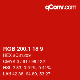 カラーコード: RGB 200.1 18 9 | qconv.com