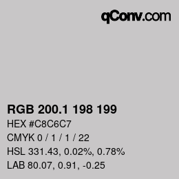 Código de color: RGB 200.1 198 199 | qconv.com