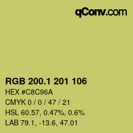 カラーコード: RGB 200.1 201 106 | qconv.com