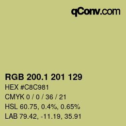 カラーコード: RGB 200.1 201 129 | qconv.com