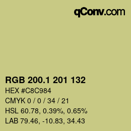 Color code: RGB 200.1 201 132 | qconv.com