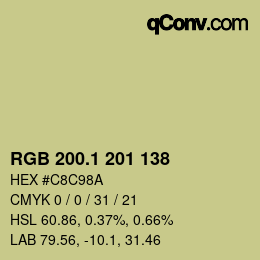 カラーコード: RGB 200.1 201 138 | qconv.com