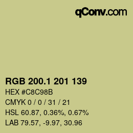 カラーコード: RGB 200.1 201 139 | qconv.com