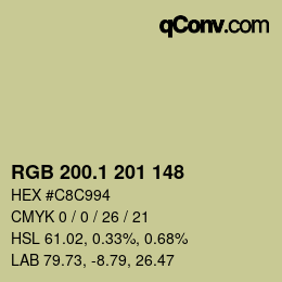 カラーコード: RGB 200.1 201 148 | qconv.com
