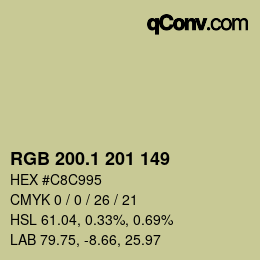 カラーコード: RGB 200.1 201 149 | qconv.com