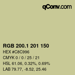 カラーコード: RGB 200.1 201 150 | qconv.com