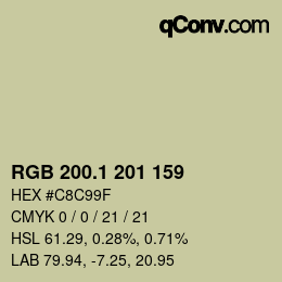 カラーコード: RGB 200.1 201 159 | qconv.com