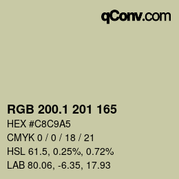 カラーコード: RGB 200.1 201 165 | qconv.com