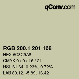 Código de color: RGB 200.1 201 168 | qconv.com
