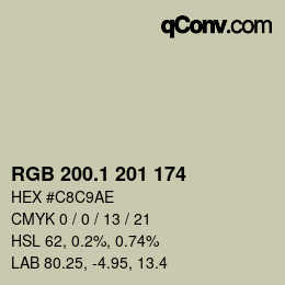 カラーコード: RGB 200.1 201 174 | qconv.com
