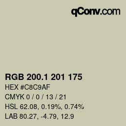 Color code: RGB 200.1 201 175 | qconv.com
