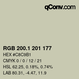 Color code: RGB 200.1 201 177 | qconv.com