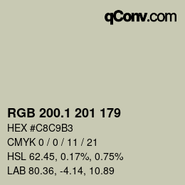 カラーコード: RGB 200.1 201 179 | qconv.com