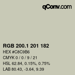Color code: RGB 200.1 201 182 | qconv.com