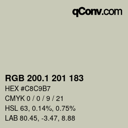 カラーコード: RGB 200.1 201 183 | qconv.com