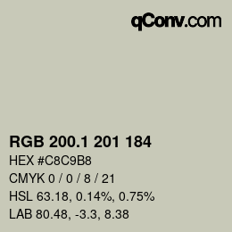 カラーコード: RGB 200.1 201 184 | qconv.com