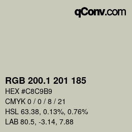 カラーコード: RGB 200.1 201 185 | qconv.com