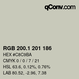 カラーコード: RGB 200.1 201 186 | qconv.com