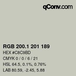 Color code: RGB 200.1 201 189 | qconv.com