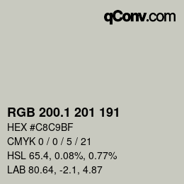 カラーコード: RGB 200.1 201 191 | qconv.com