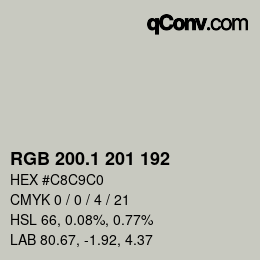 Color code: RGB 200.1 201 192 | qconv.com
