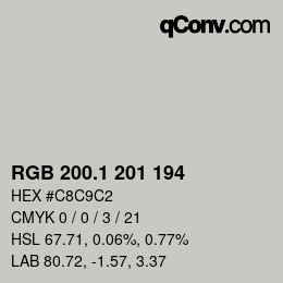 カラーコード: RGB 200.1 201 194 | qconv.com