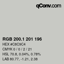 カラーコード: RGB 200.1 201 196 | qconv.com