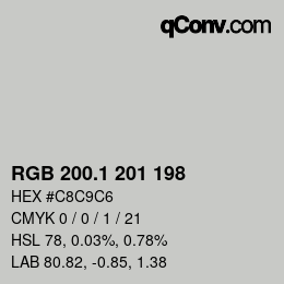 Code couleur: RGB 200.1 201 198 | qconv.com