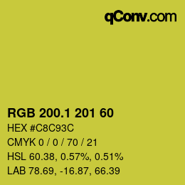カラーコード: RGB 200.1 201 60 | qconv.com