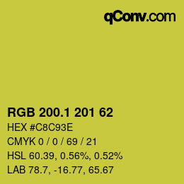 カラーコード: RGB 200.1 201 62 | qconv.com