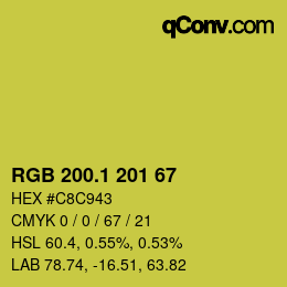 カラーコード: RGB 200.1 201 67 | qconv.com