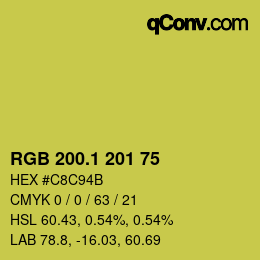 カラーコード: RGB 200.1 201 75 | qconv.com