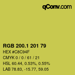 カラーコード: RGB 200.1 201 79 | qconv.com